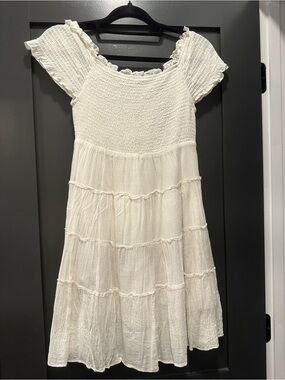 Wishlist Cream Smocked Tiered Dress